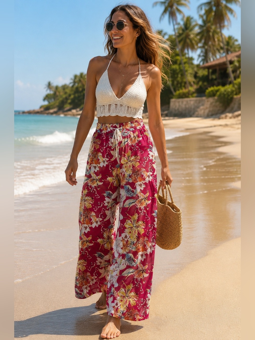 Women’s Floral Wide Leg Pants